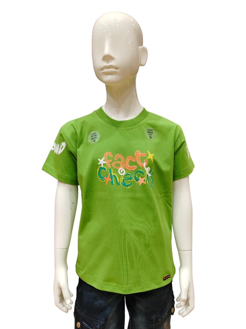 Boys Lime Half Sleeve Round Neck Fancy Printed T-Shirt