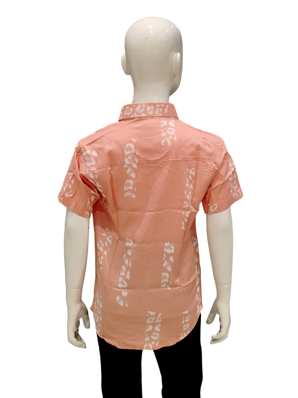 Boys Peach Melocotun Printed Half Sleeve Fancy Shirt