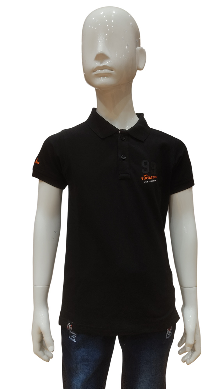 Boys Black Plain Half Sleeve Fancy T-Shirt