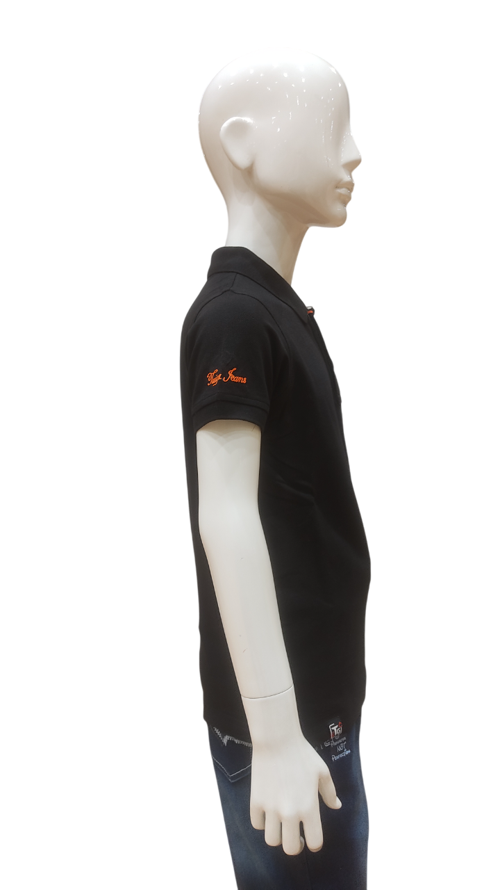 Boys Black Plain Half Sleeve Fancy T-Shirt