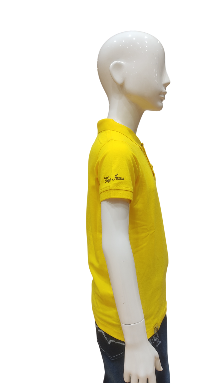 Boys Yellow Plain Half Sleeve Fancy T-Shirt