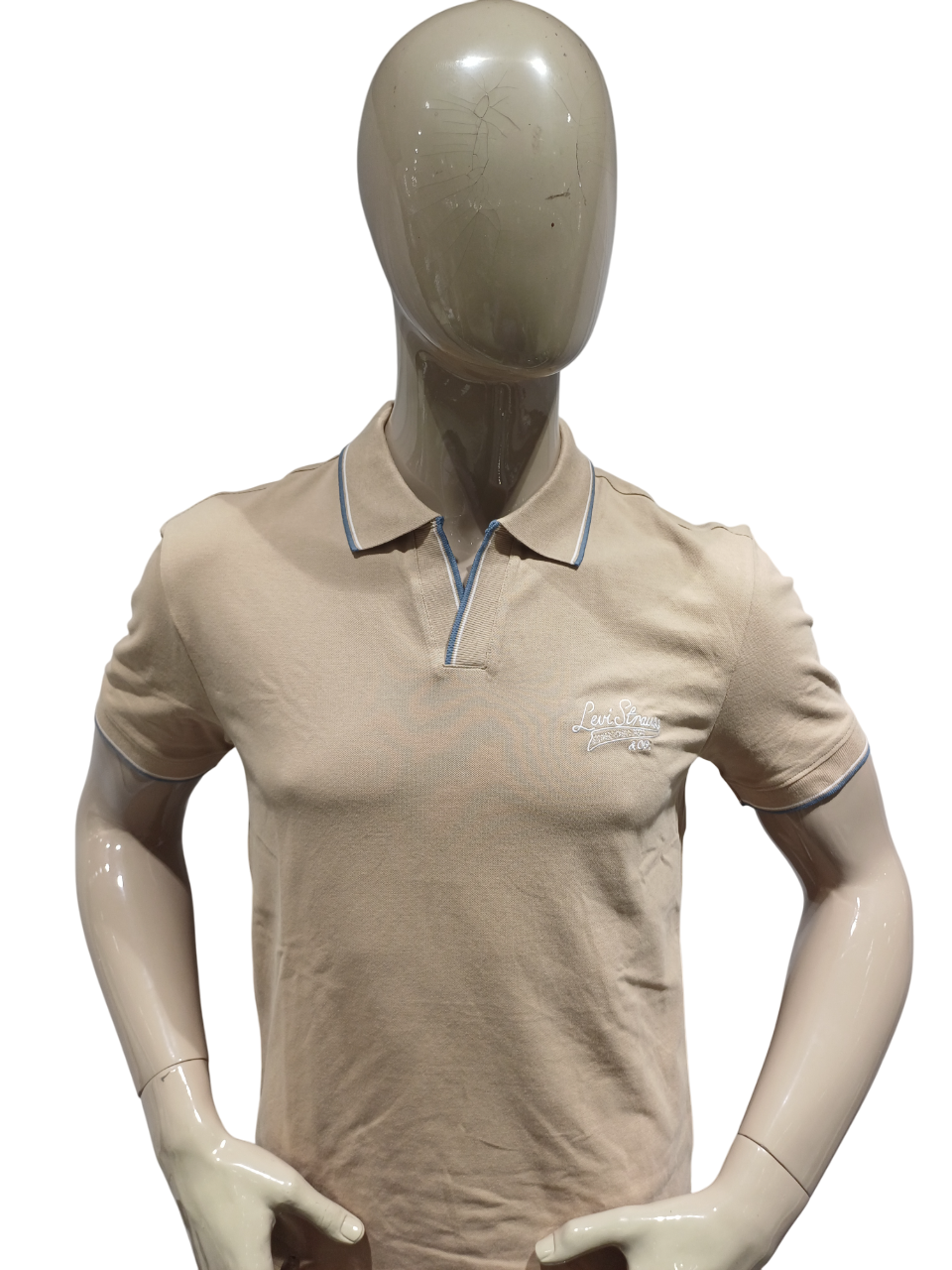 Mens Beige Half Sleeve Polo Neck T-Shirt
