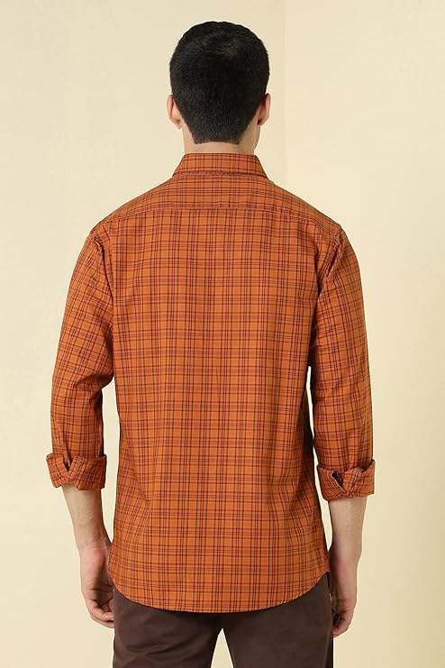 Allen Solly Men's Checked Slim Fit Full Sleeve Cotton Casual Shirt