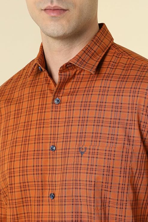 Allen Solly Men's Checked Slim Fit Full Sleeve Cotton Casual Shirt