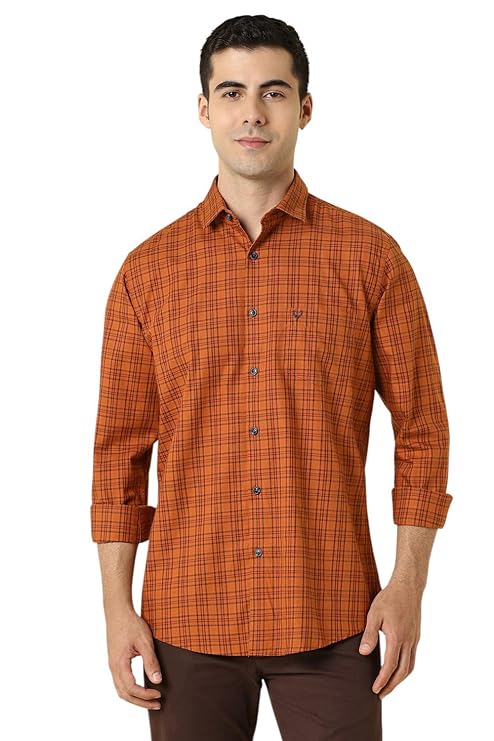 Allen Solly Men's Checked Slim Fit Full Sleeve Cotton Casual Shirt