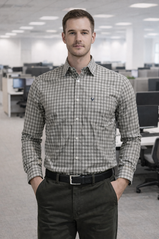 Allen Solly Men's Checked Slim Fit Full Sleeve Cotton Casual Shirt