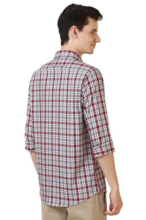 Allen Solly Men's Checked Slim Fit Full Sleeve Cotton Casual Shirt