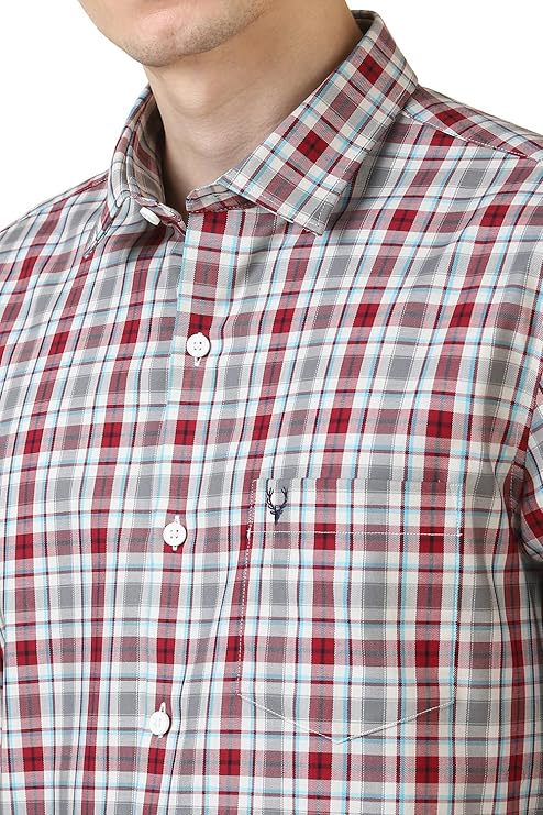 Allen Solly Men's Checked Slim Fit Full Sleeve Cotton Casual Shirt