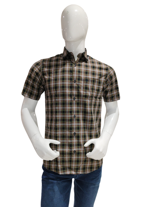 Allen Solly Men's Checked Slim Fit Half Sleeve Cotton Casual Shirt