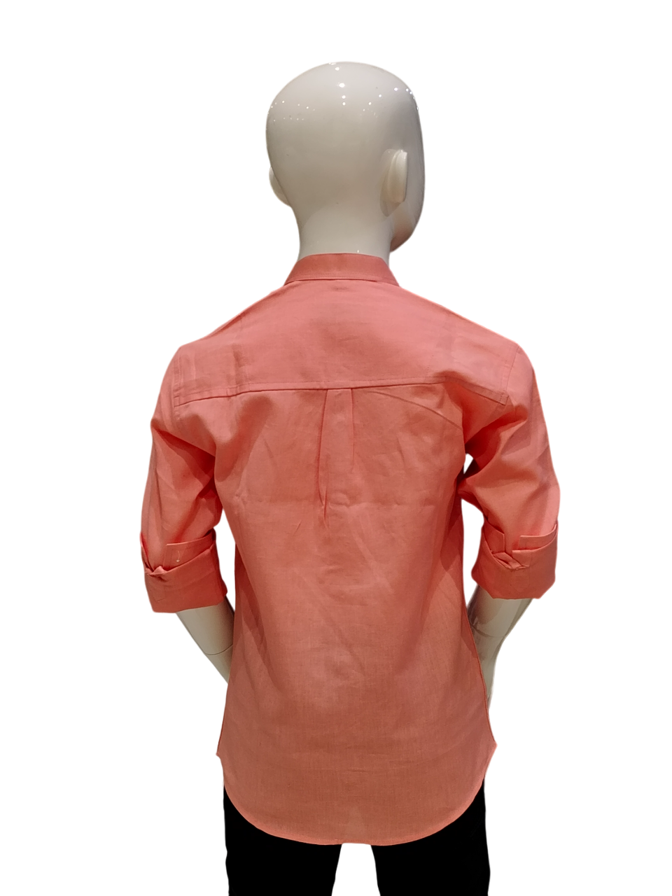 Boys Peach Stand Collar Full sleeve Casual Shirt