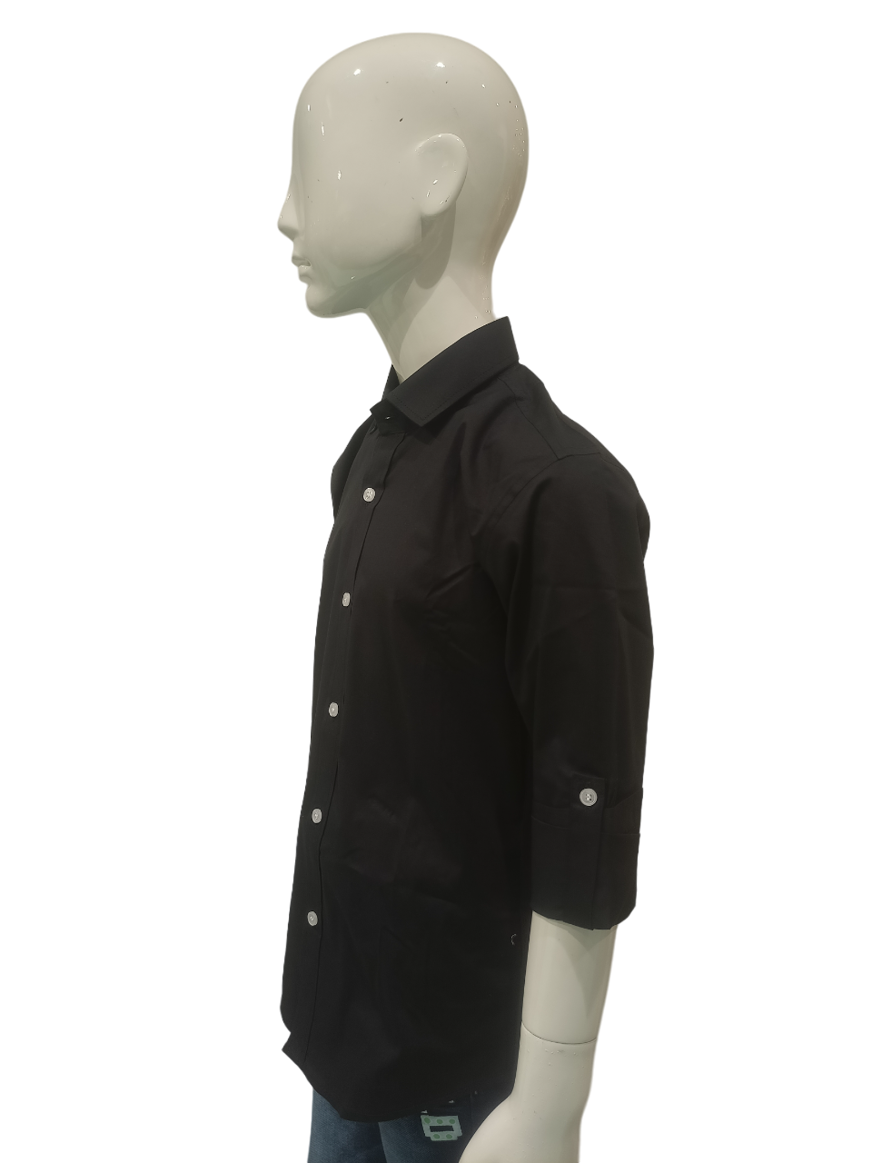 Boys Black Full Sleeve Plain Cotton Shirt