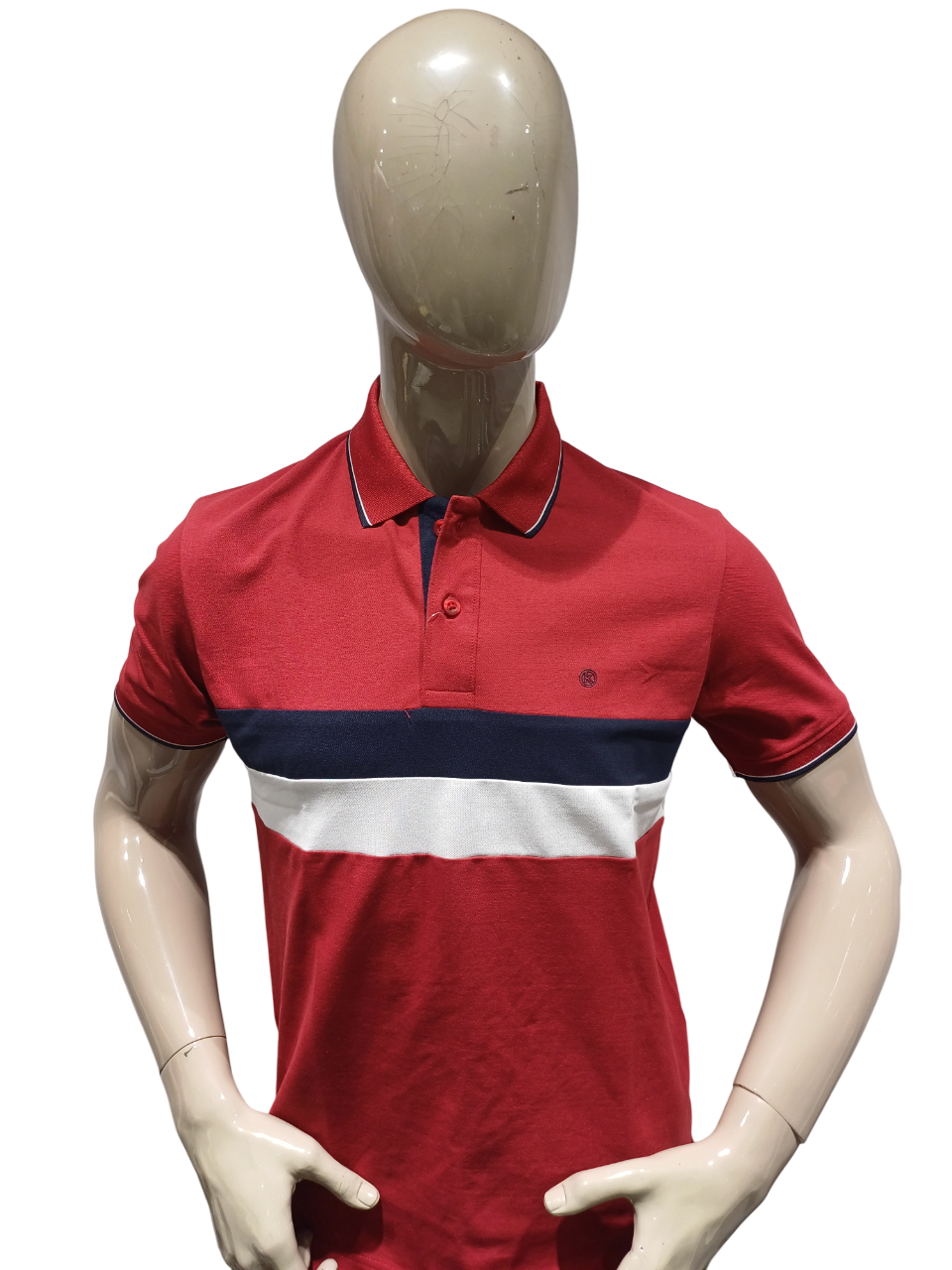 Mens Maroon Half Sleeve Collar Fancy T-Shirt