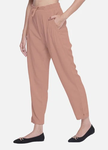Women's Dusty Pink Stylish Casual Travelling Pant