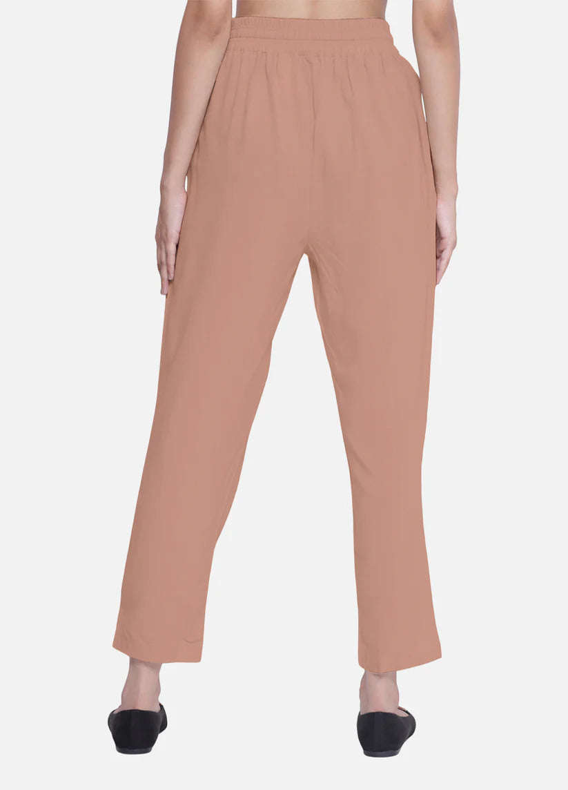 Women's Dusty Pink Stylish Casual Travelling Pant