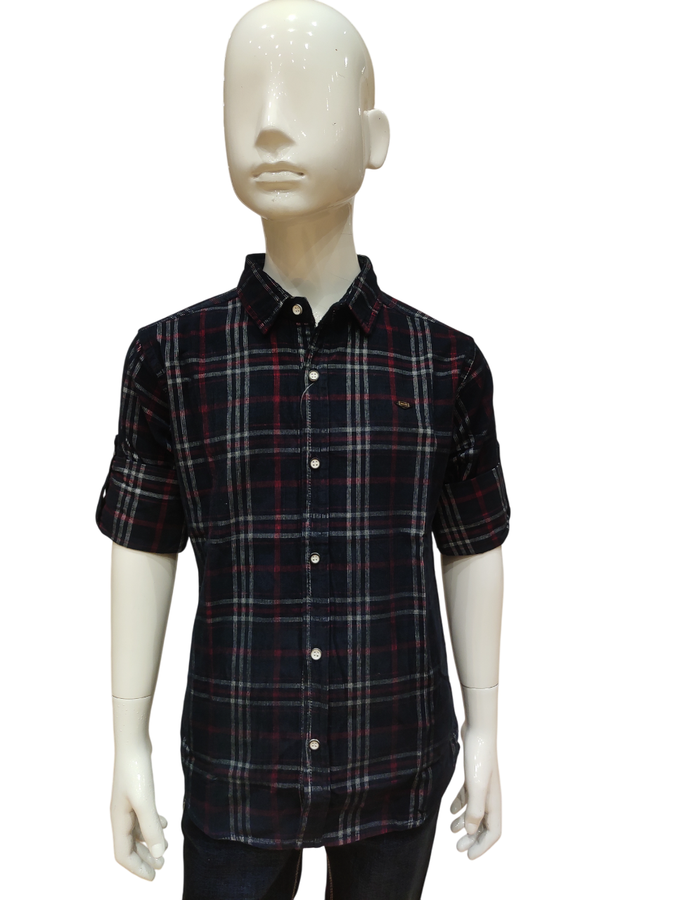 Boys Blue Checked Full Sleeve Fancy Shirt