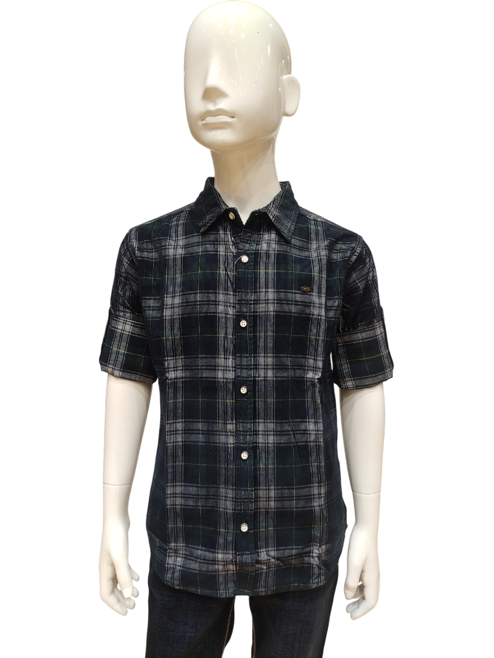 Boys Green Checked Full Sleeve Fancy Shirt