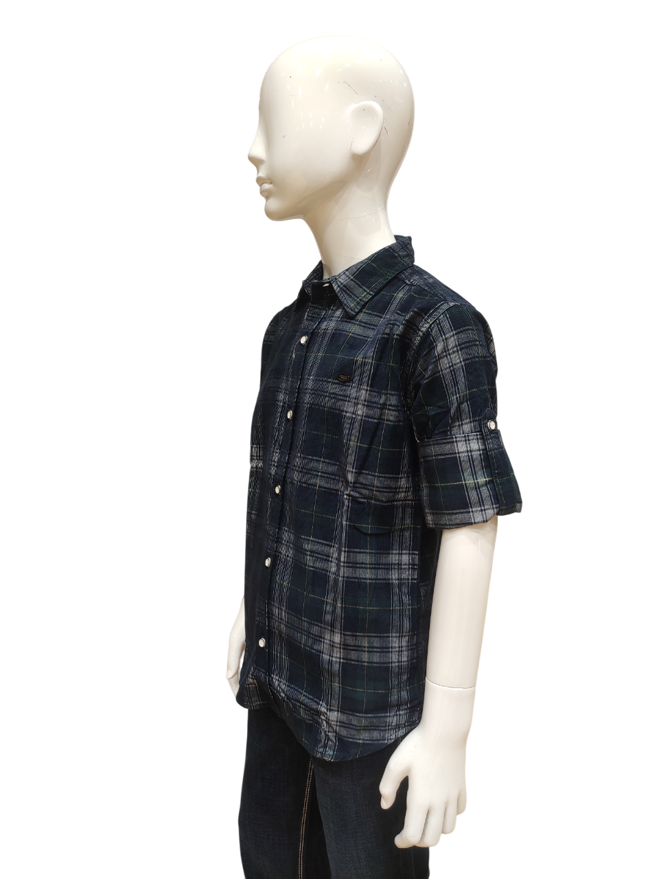 Boys Green Checked Full Sleeve Fancy Shirt