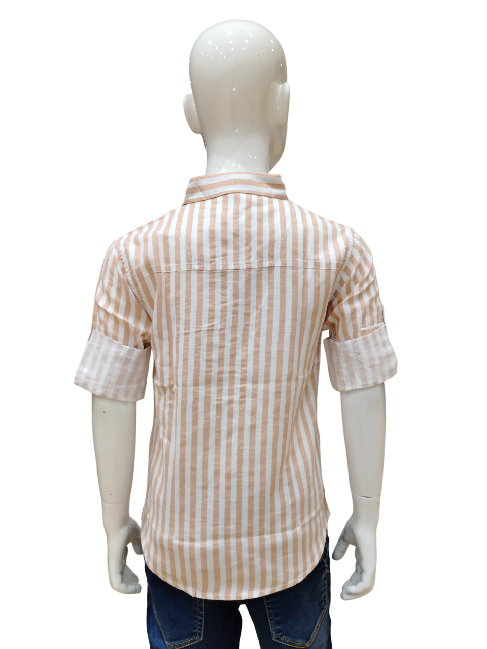 Boys Orange Striped Full Sleeve Fancy Shirt