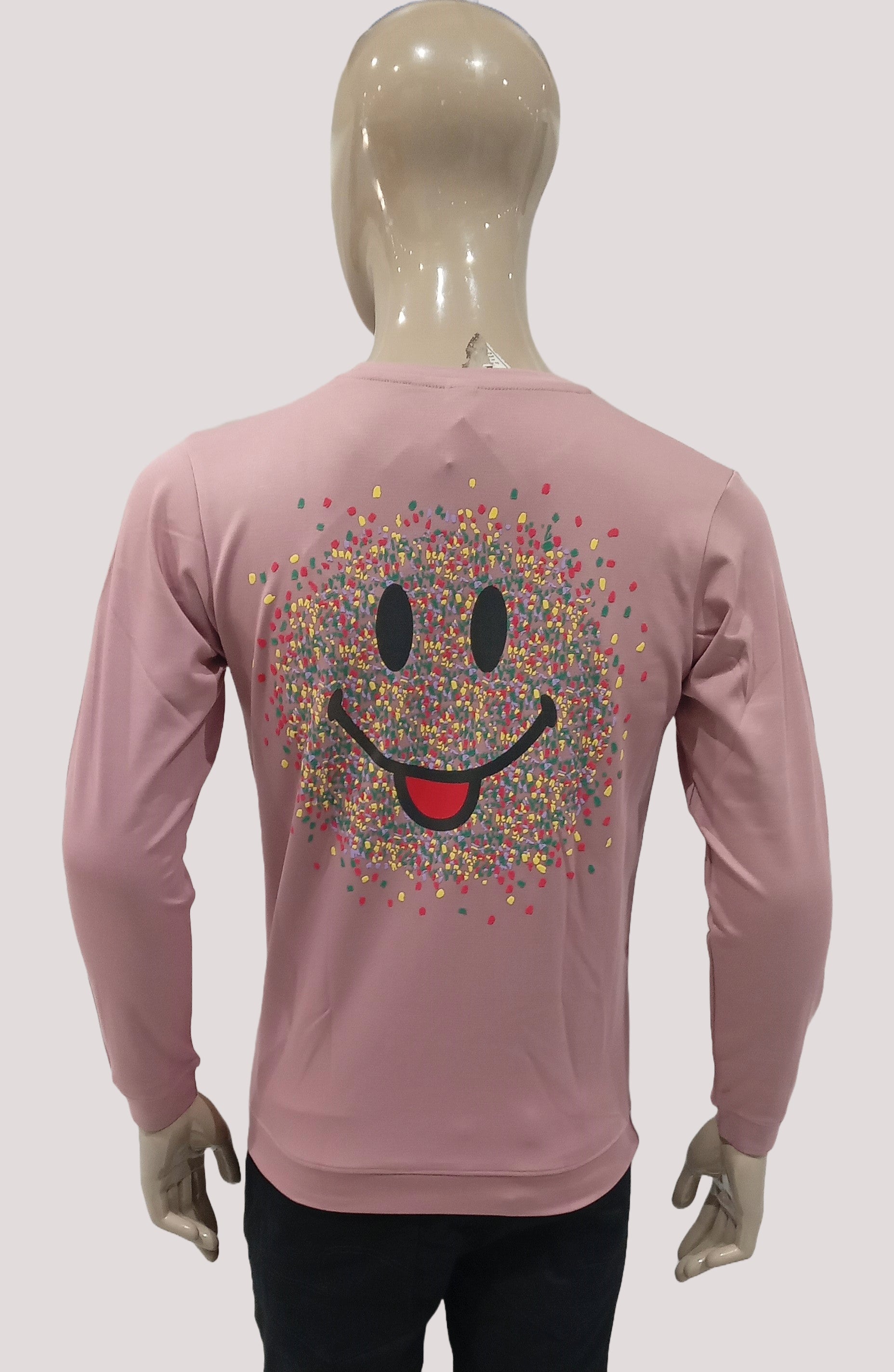 Mens Onion Pink Full Sleeve Round Neck Fancy T-Shirt