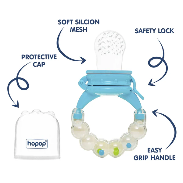 Hopop Silicone Food/Fruit Nibbler with Rattle Handle
