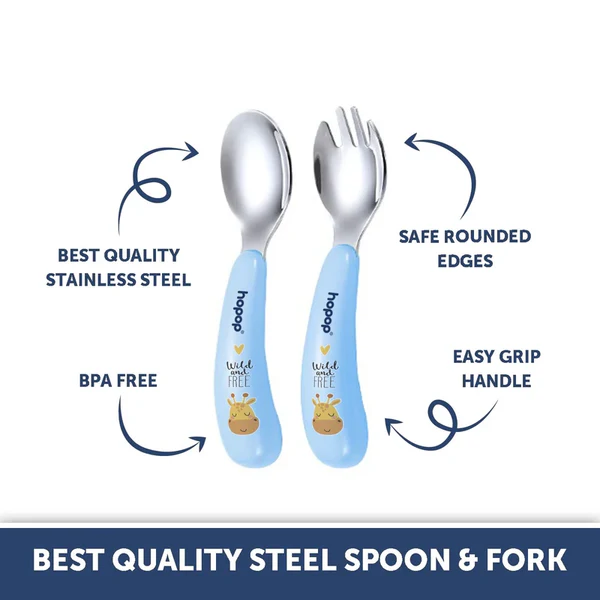 Hopop Stainless Steel Spoon & Fork Set with Travel Case
