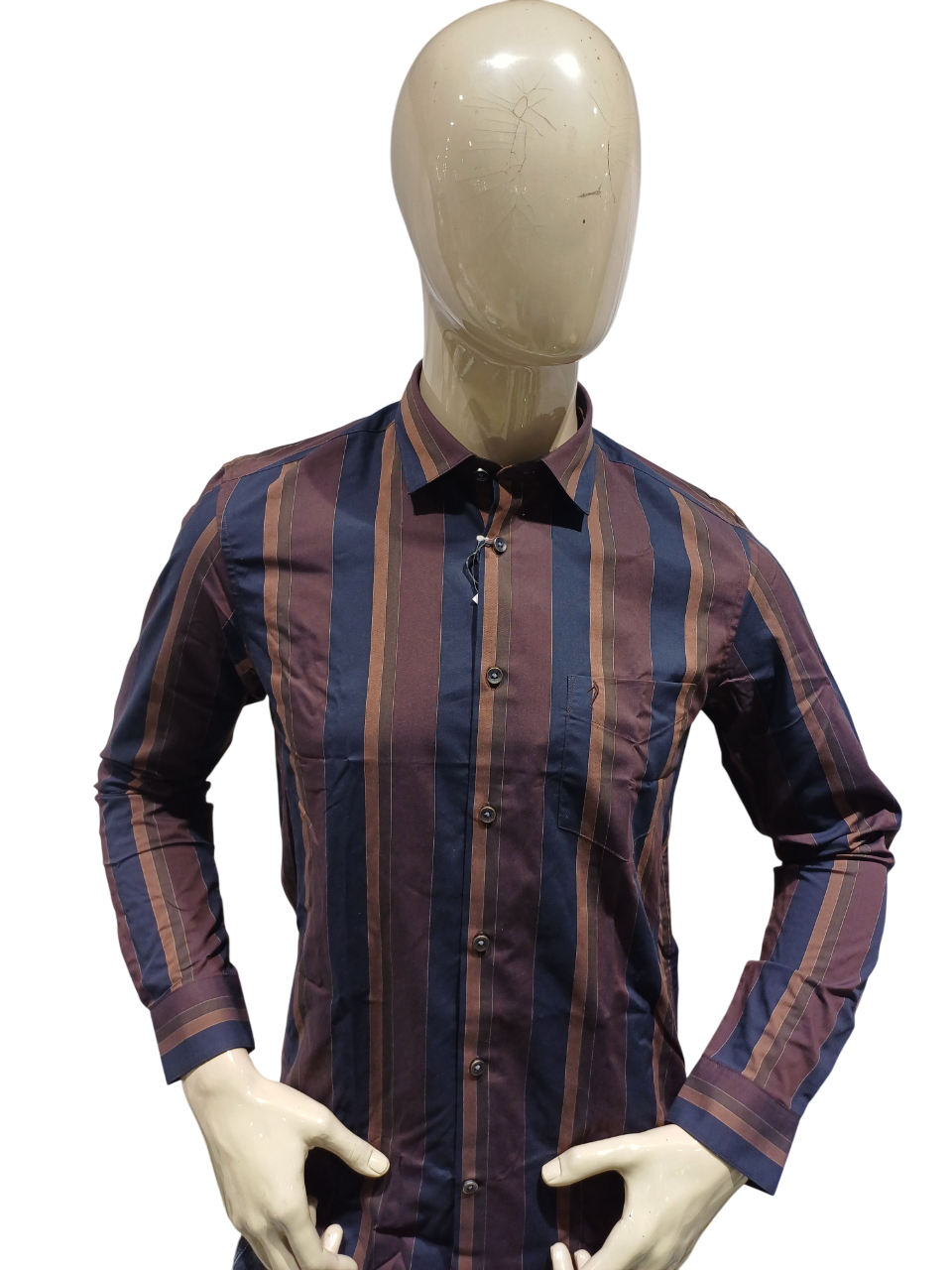 Mens Brown Striped full Sleeve Casual Shirt