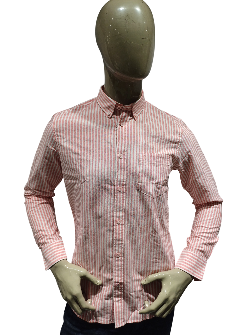 Mens Red Striped full Sleeve Casual Shirt