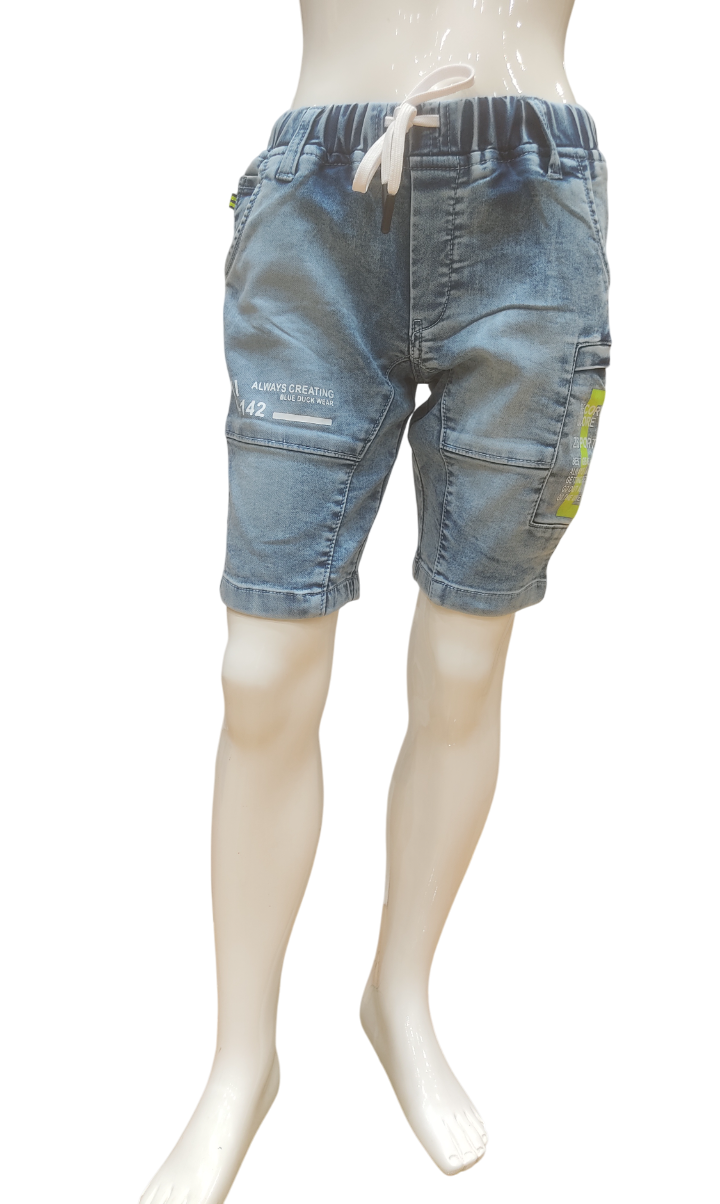 Boys Stone Wash Round Elastic Fancy Denim Jamaican