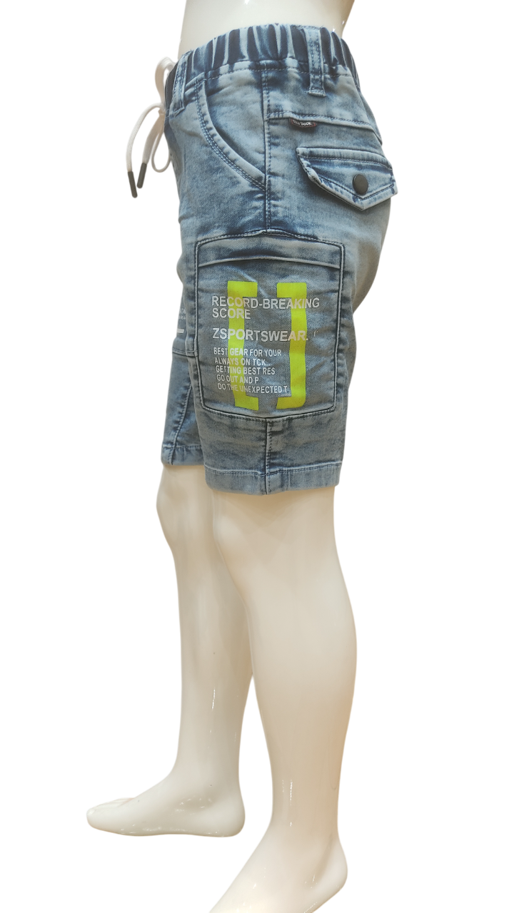 Boys Stone Wash Round Elastic Fancy Denim Jamaican