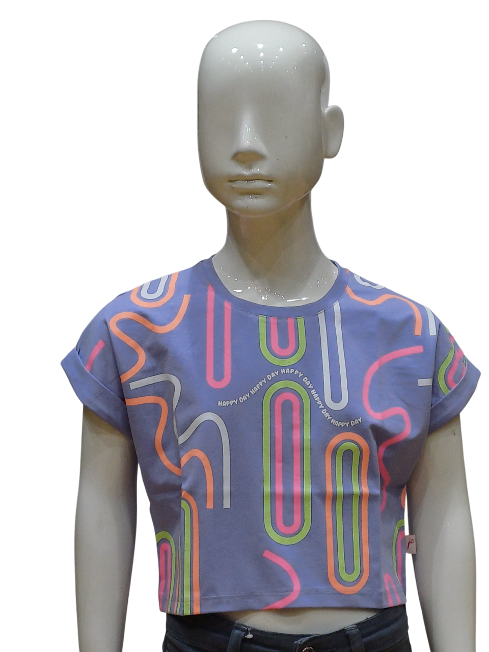 Girls Lavender Fancy Printed Crop Top