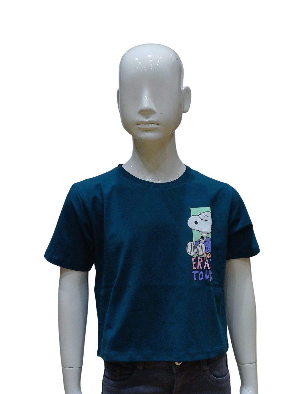 Girls Green Fancy Printed Crop Top