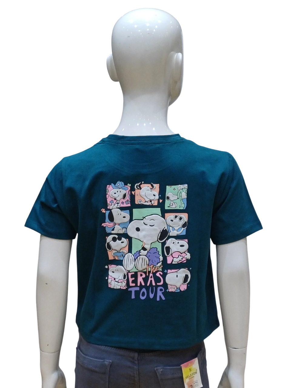 Girls Green Fancy Printed Crop Top
