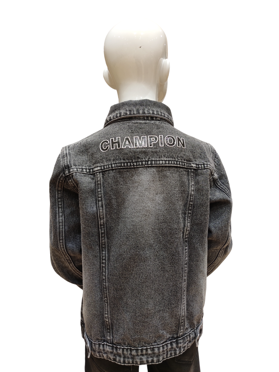 Boys Black Denim Front Open Full Sleeve Fancy Jacket
