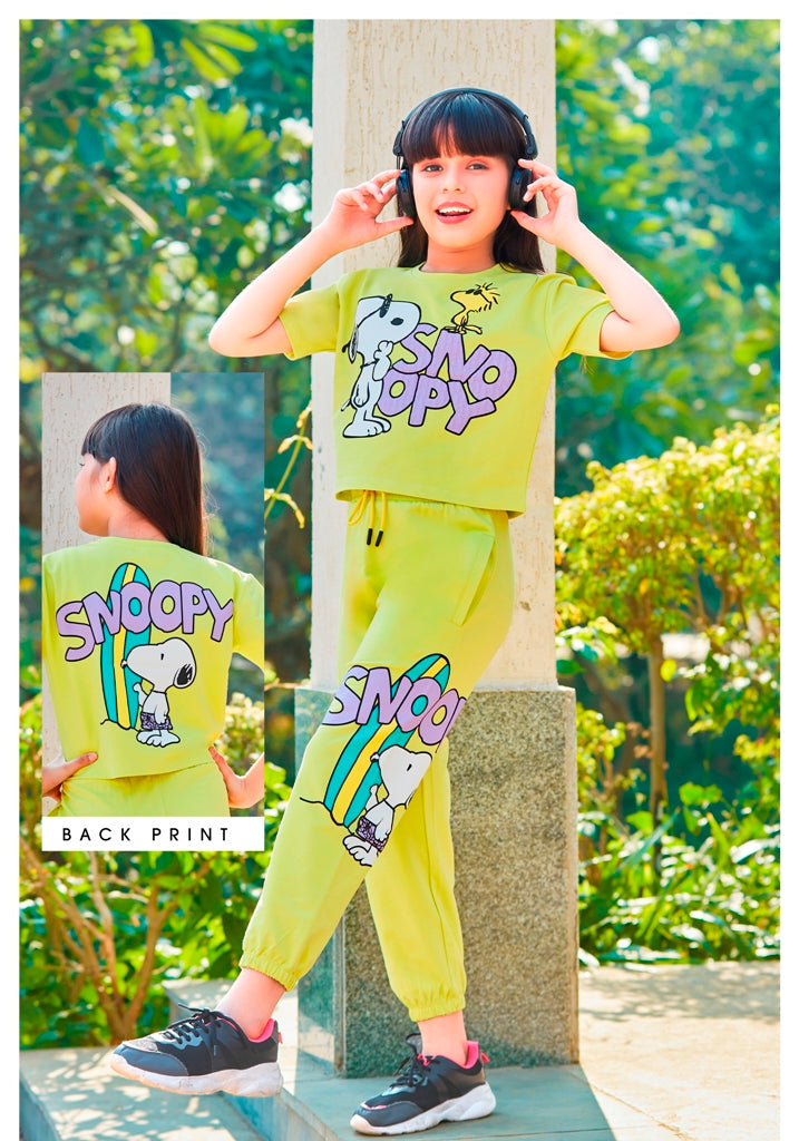 Girls Lime Fancy Printed Co-Ordinates set
