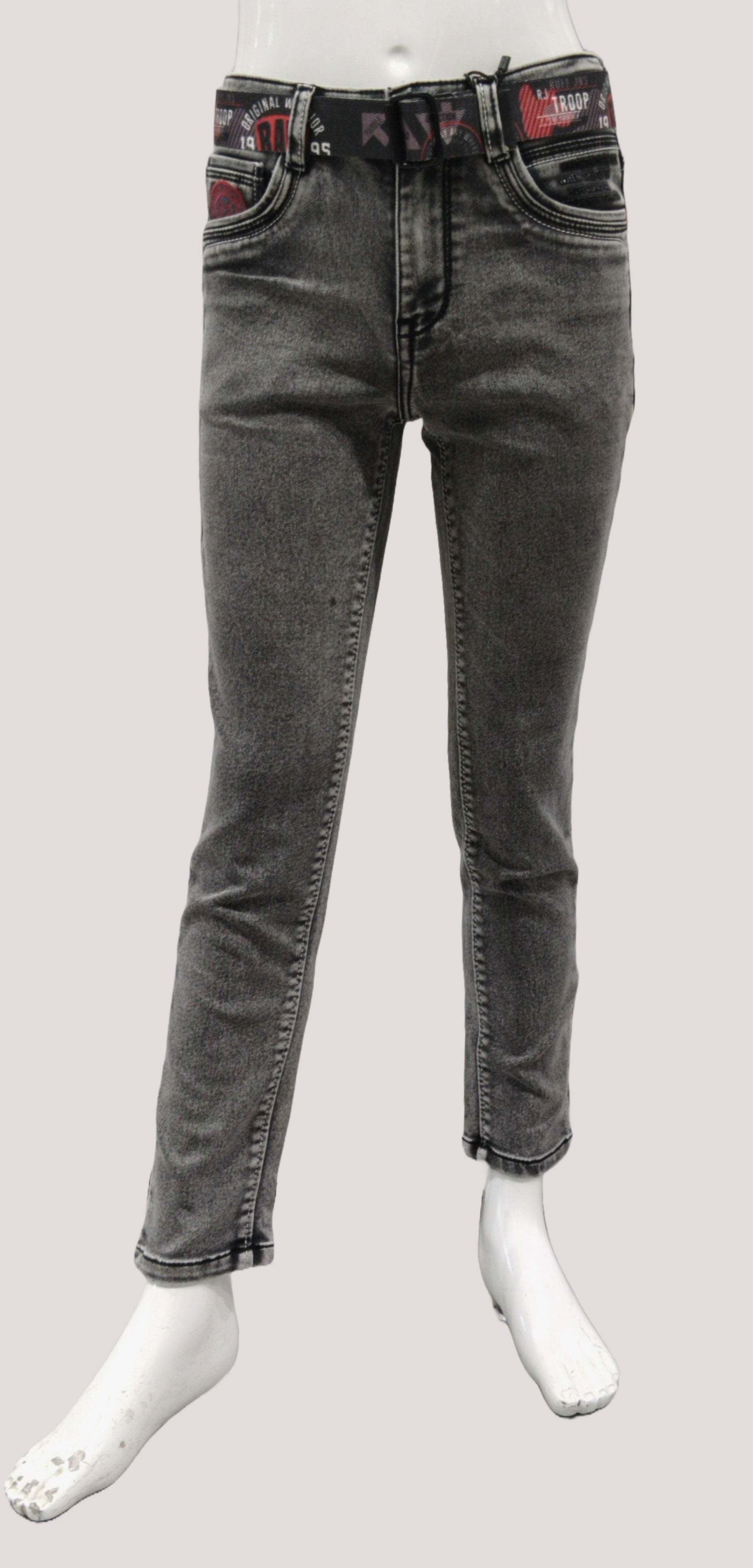 Boys Fancy Grey Denim Jeans