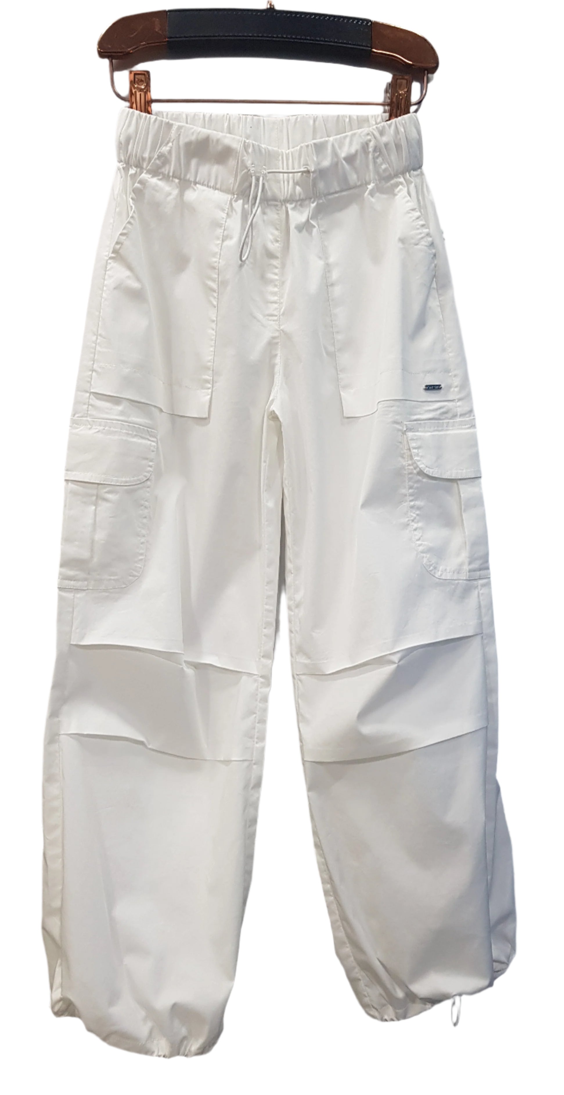 Girls White Fancy Cargo Style Joggers