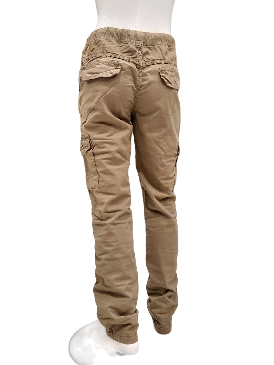 Boys Khaki Elastic Waist Six Pocket  Fancy Cargo Pant