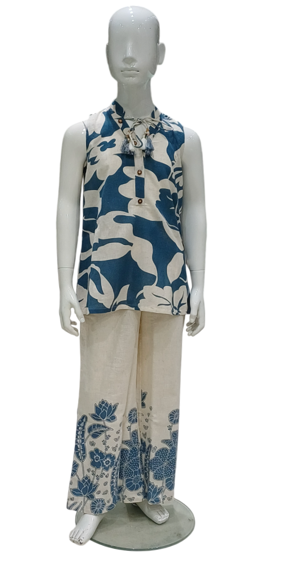 Girls Blue Fancy Printed Co Ordinates Set