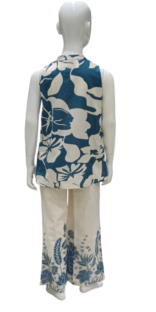 Girls Blue Fancy Printed Co Ordinates Set