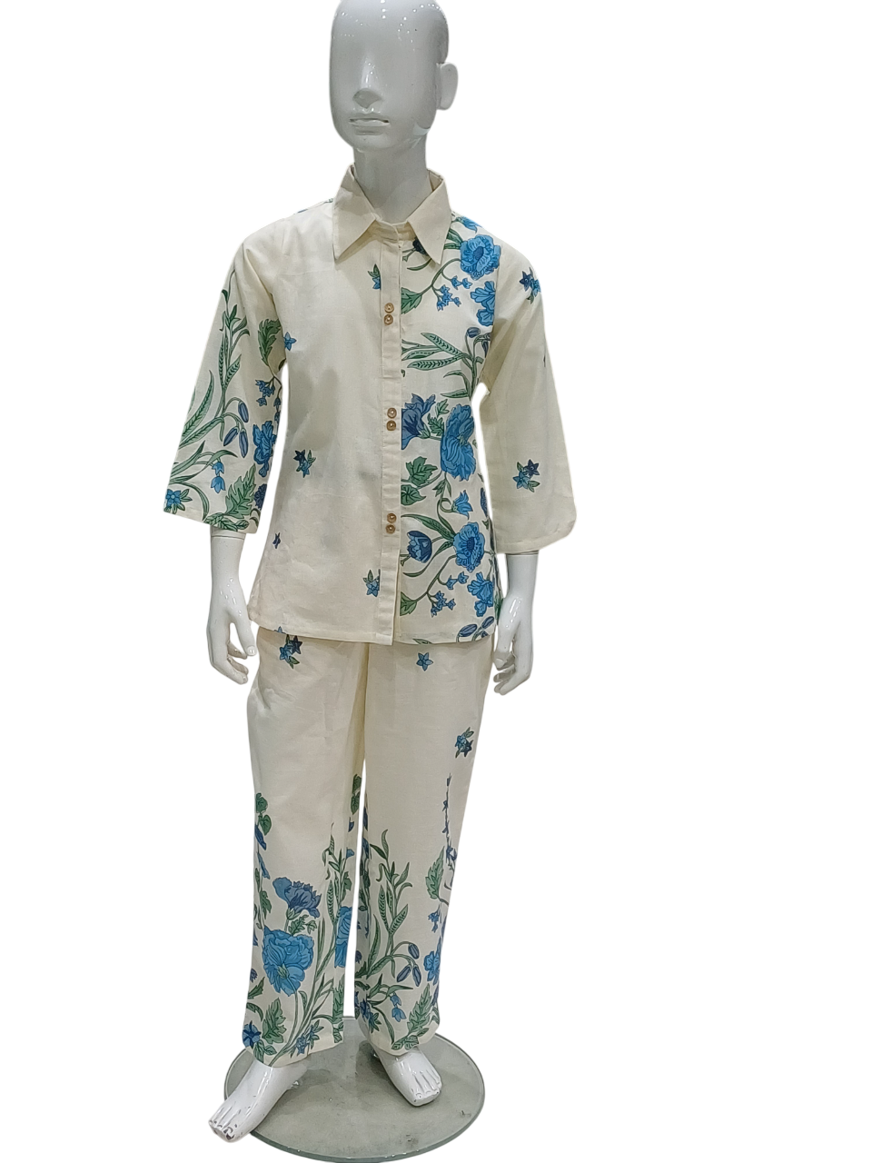 Girls Blue Fancy Printed Co Ordinates Set