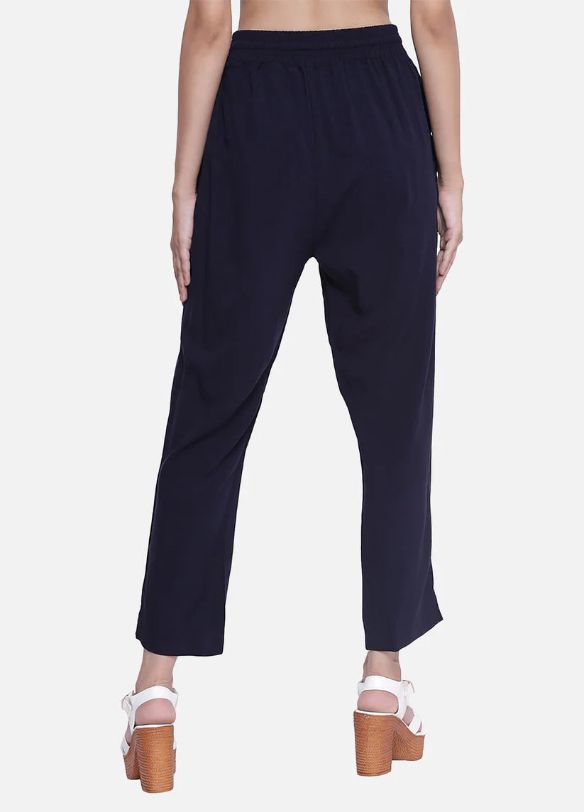 Women's Navy Blue Stylish Casual Travelling Pant