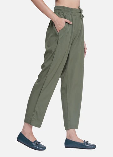 Women's Olive Green Stylish Casual Travelling Pant