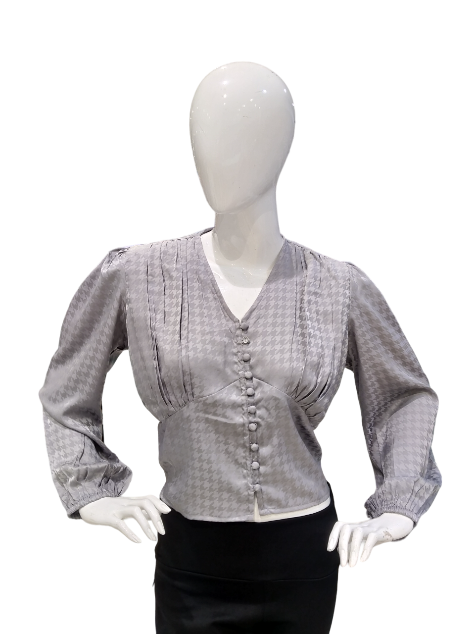 Women Grey Stylish Full Sleeve Crop Top