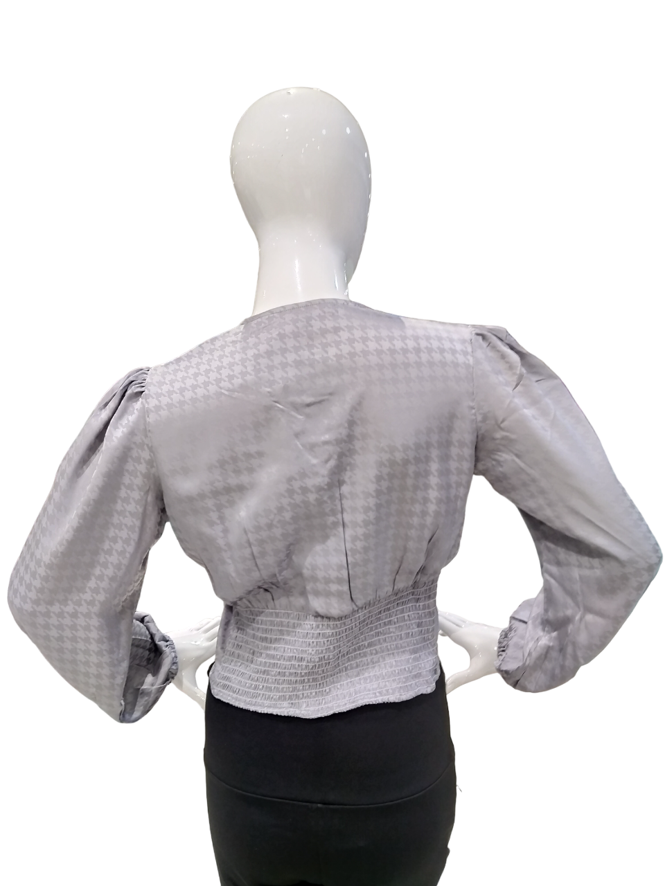 Women Grey Stylish Full Sleeve Crop Top
