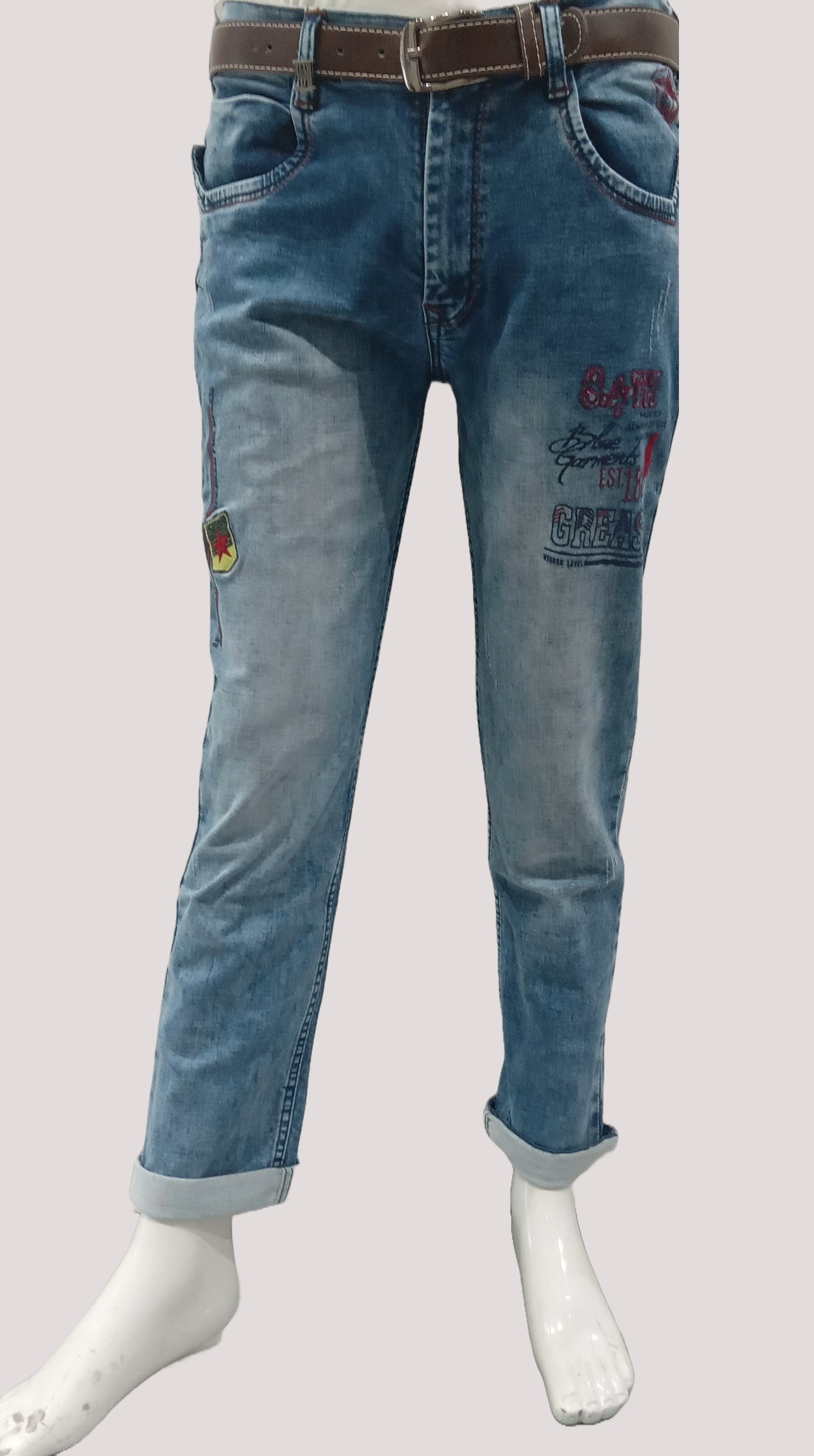 Boys Stone Wash Fancy Denim Jeans