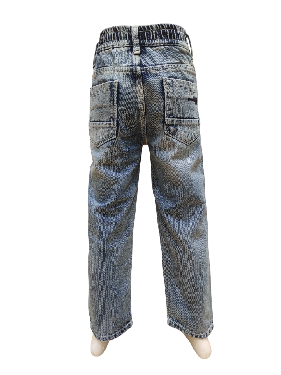 Boys Ice Wash Round Elastic Fancy Denim Jeans
