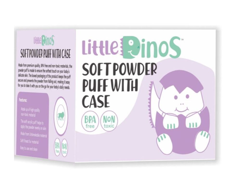 Little Dinos Baby Pink Powder Puff with Case