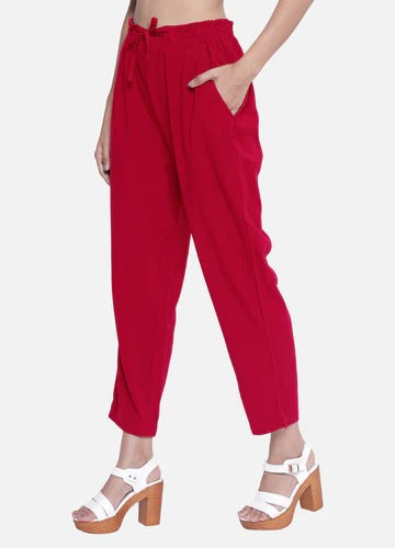 Women's Raspberry Stylish Casual Travelling Pant