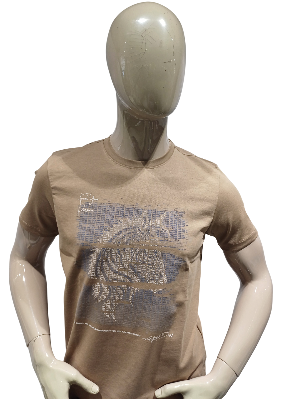 Mens Brown Round Neck Half Sleeve Fancy T-Shirt