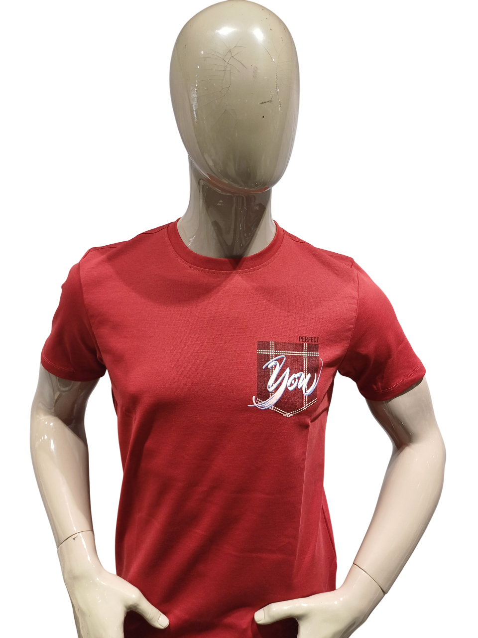 Mens Red Round Neck Half Sleeve Fancy T-Shirt
